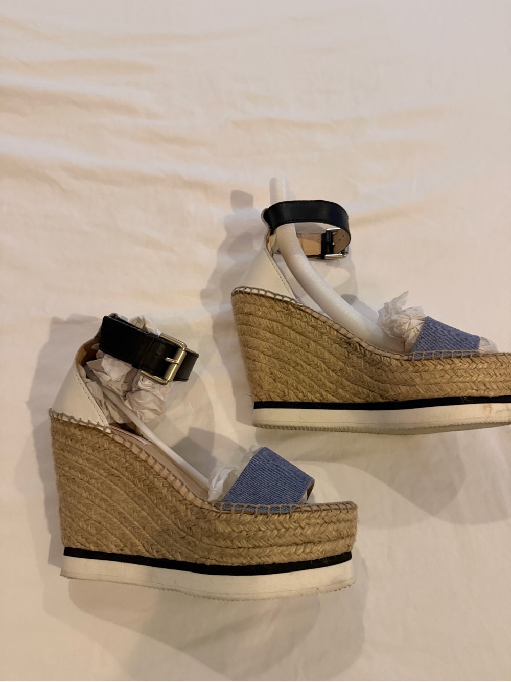Only worn a few times- Women’s Espadrille Wedge Sandals - Blue and White